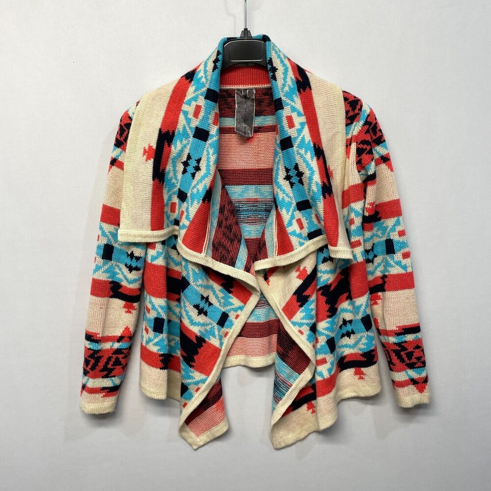 Moon Collection Women Tribal Cardigan Sweater Size Medium Acrylic M258 -30